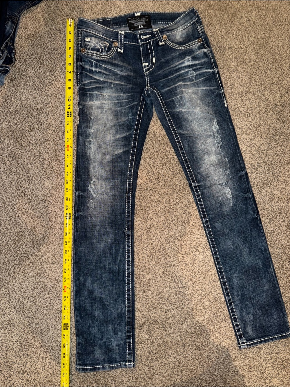 Big Star Liv Straight Jeans - Distressed Dark Blue